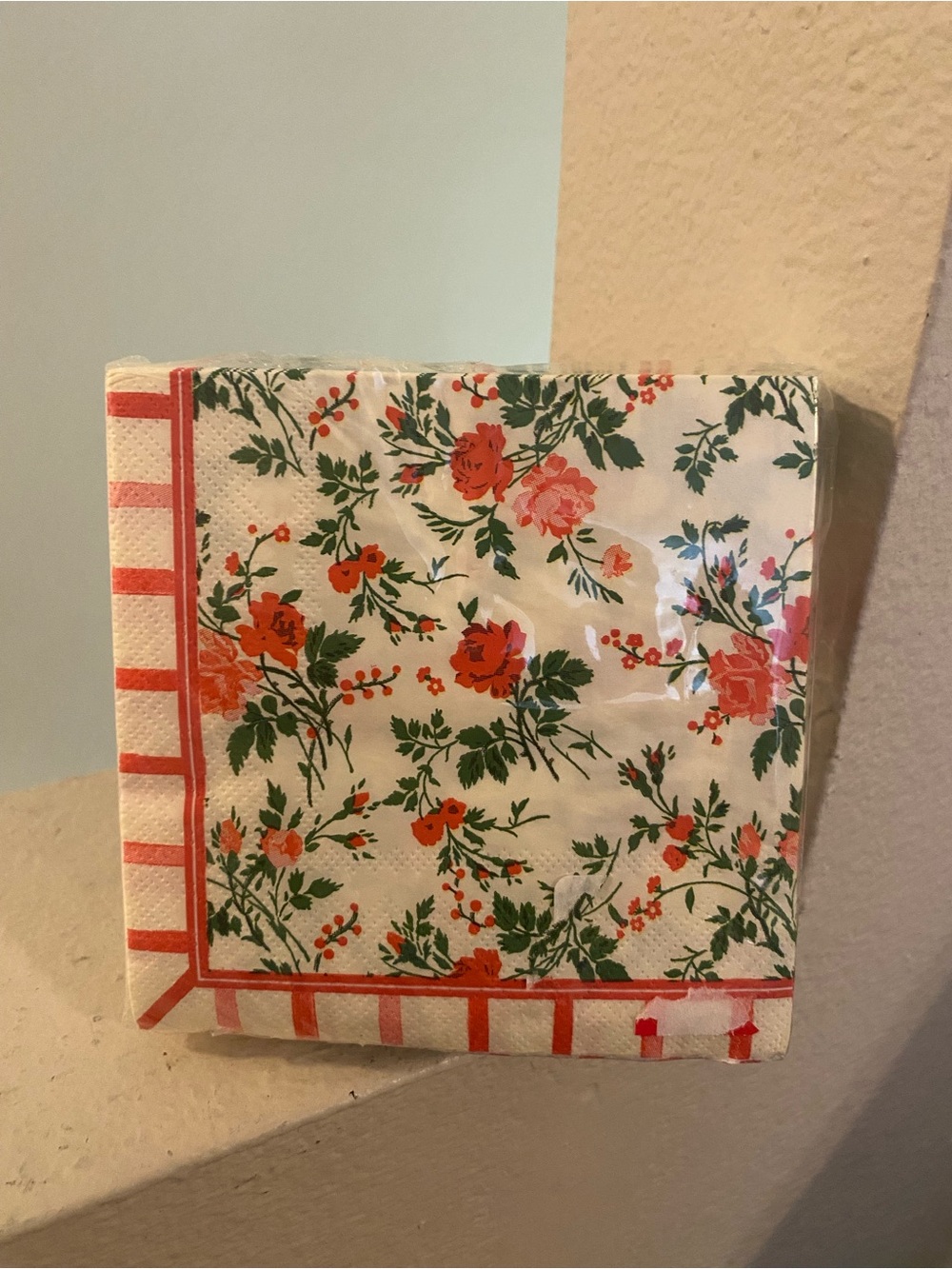Laura Ashley Floral Paper Napkins in White, Red, Green
